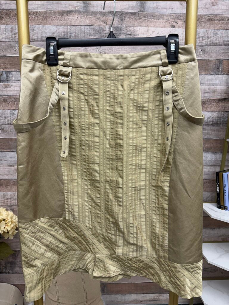 infinitif paris gold skirt with grommet strap detail