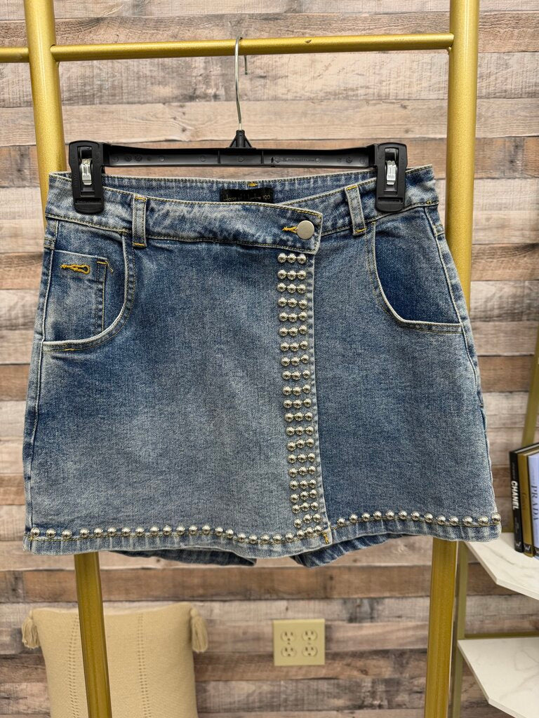 House of Harlow silver studded denim skort