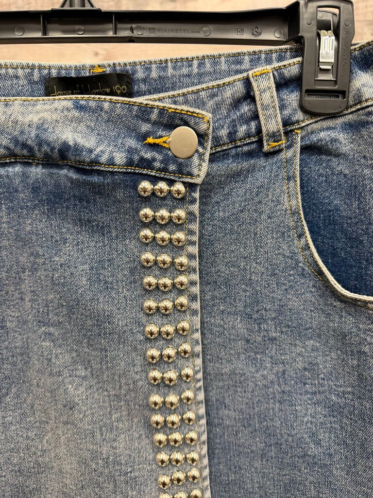House of Harlow silver studded denim skort