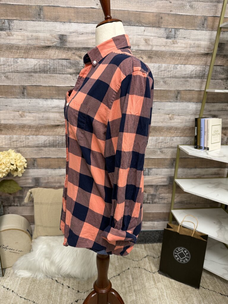Express Pink/Navy Cotton Flannel Button Down Shirt
