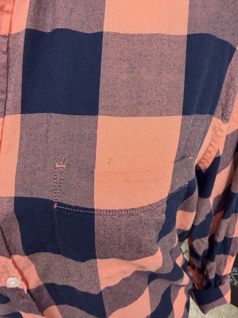 Express Pink/Navy Cotton Flannel Button Down Shirt