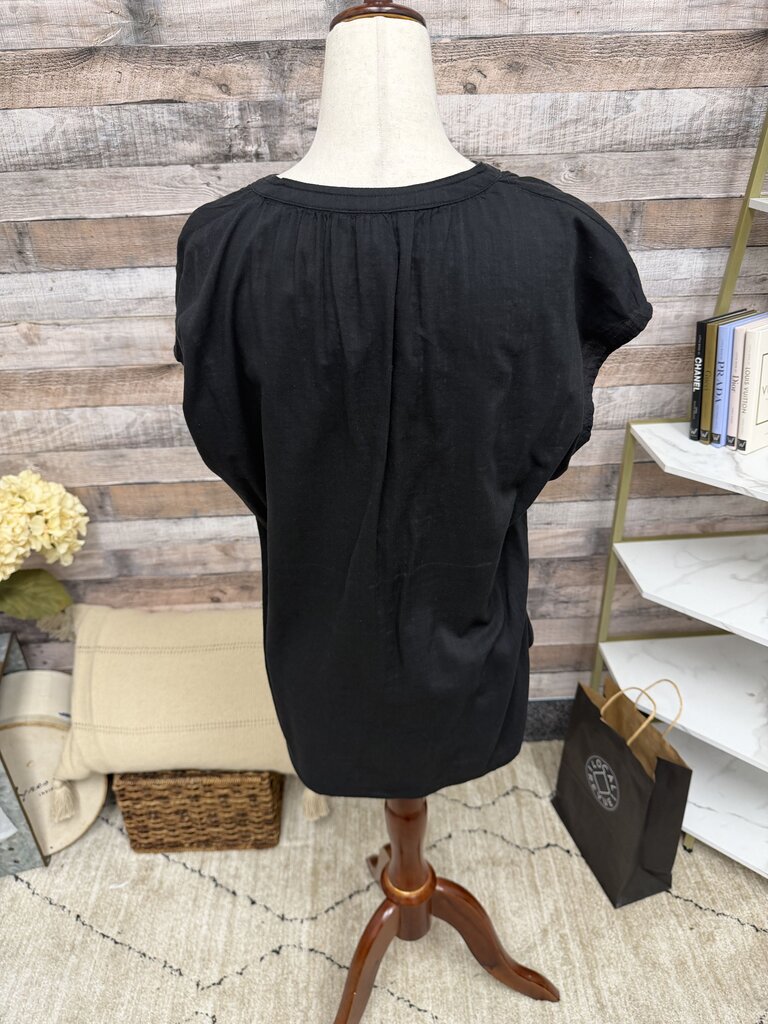 H&M Black Short Sleeve V Neck Cap Sleeve Shirt H&M Black Small women TOPS