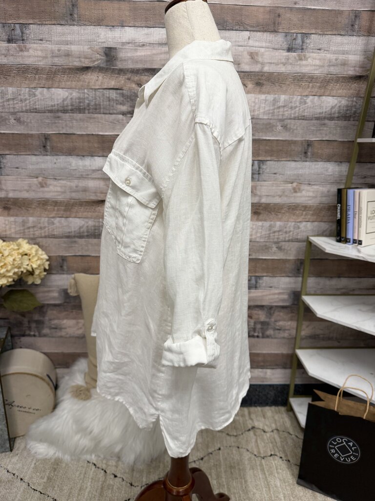 James Perse White Linen Button Down Shirt