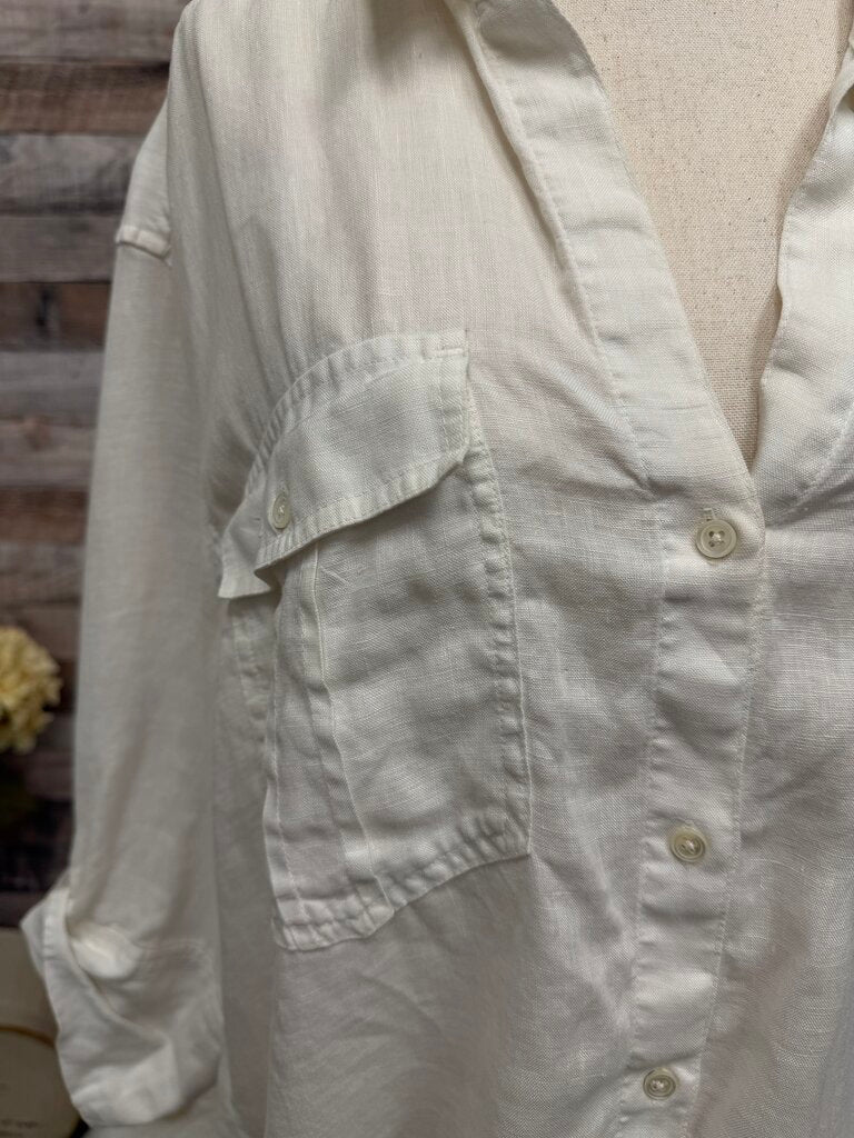 James Perse White Linen Button Down Shirt