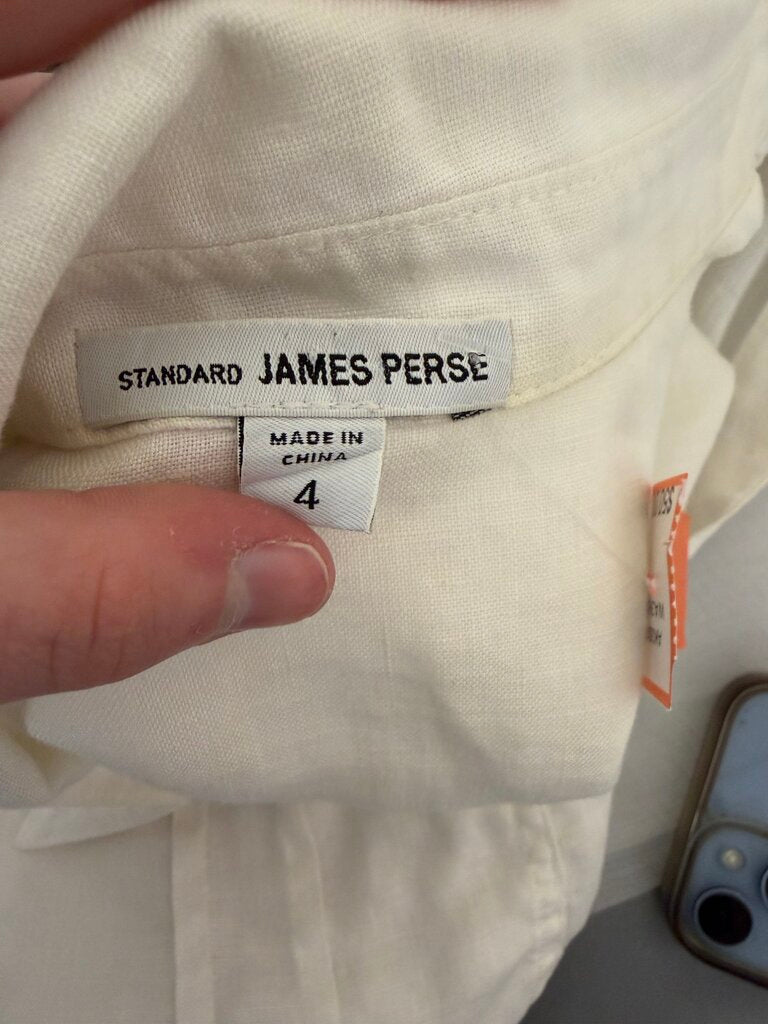 James Perse White Linen Button Down Shirt