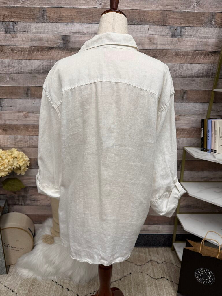 James Perse White Linen Button Down Shirt
