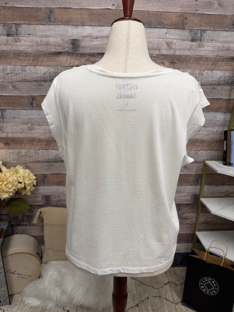Vintage Canvas White Graphic Tee W/ Cowboy