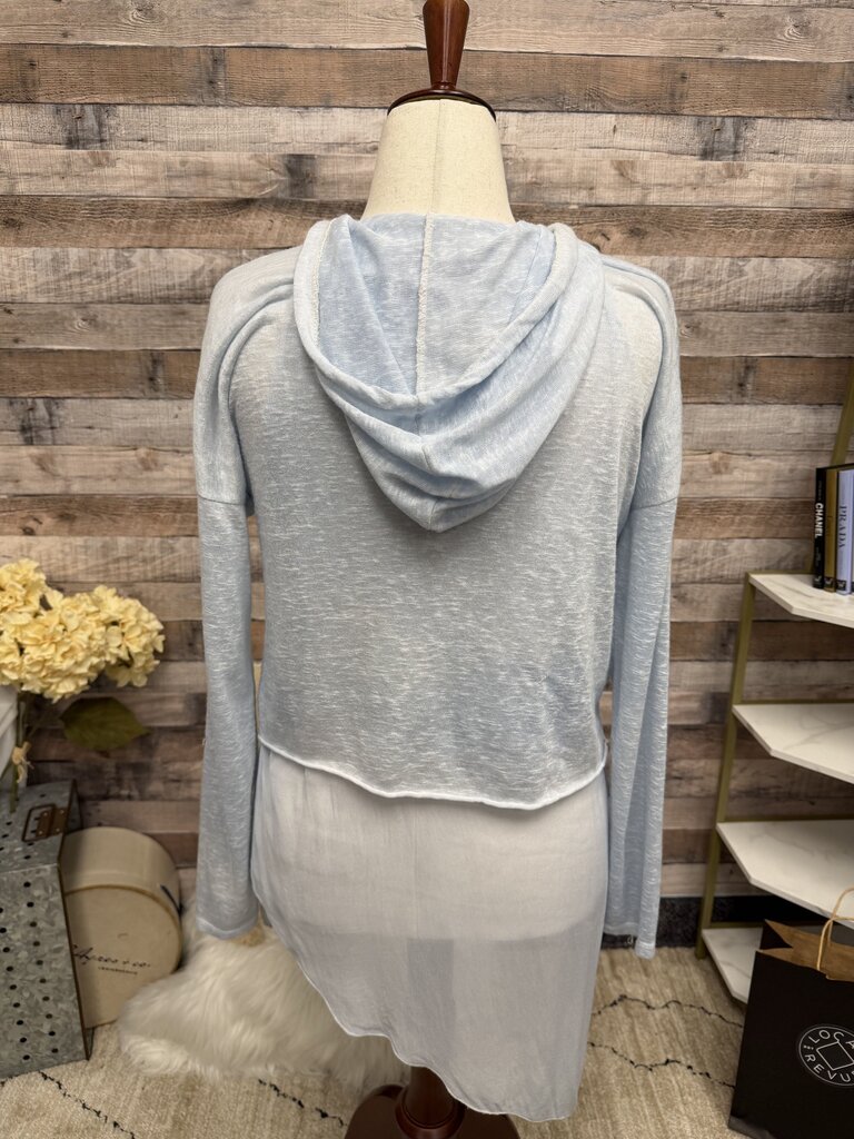 "M" Light Blue Hooded Light Weight Sweatshirt