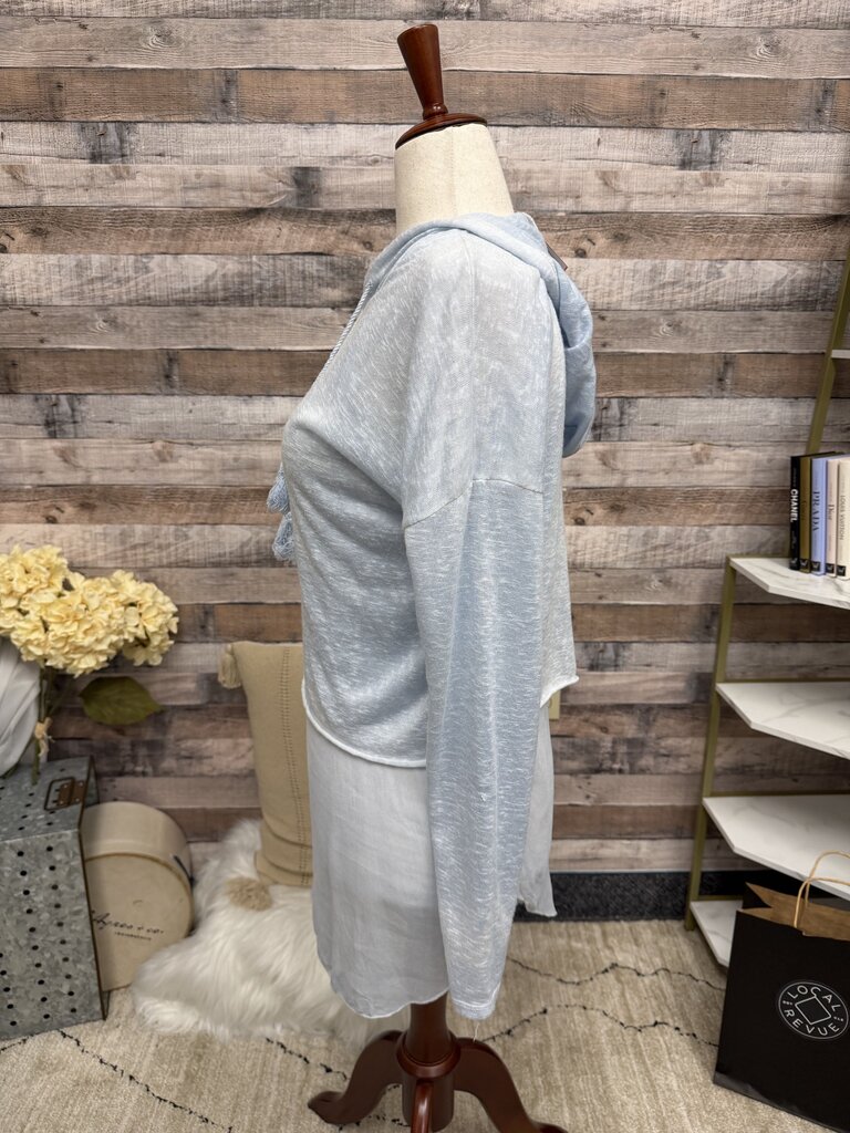 "M" Light Blue Hooded Light Weight Sweatshirt