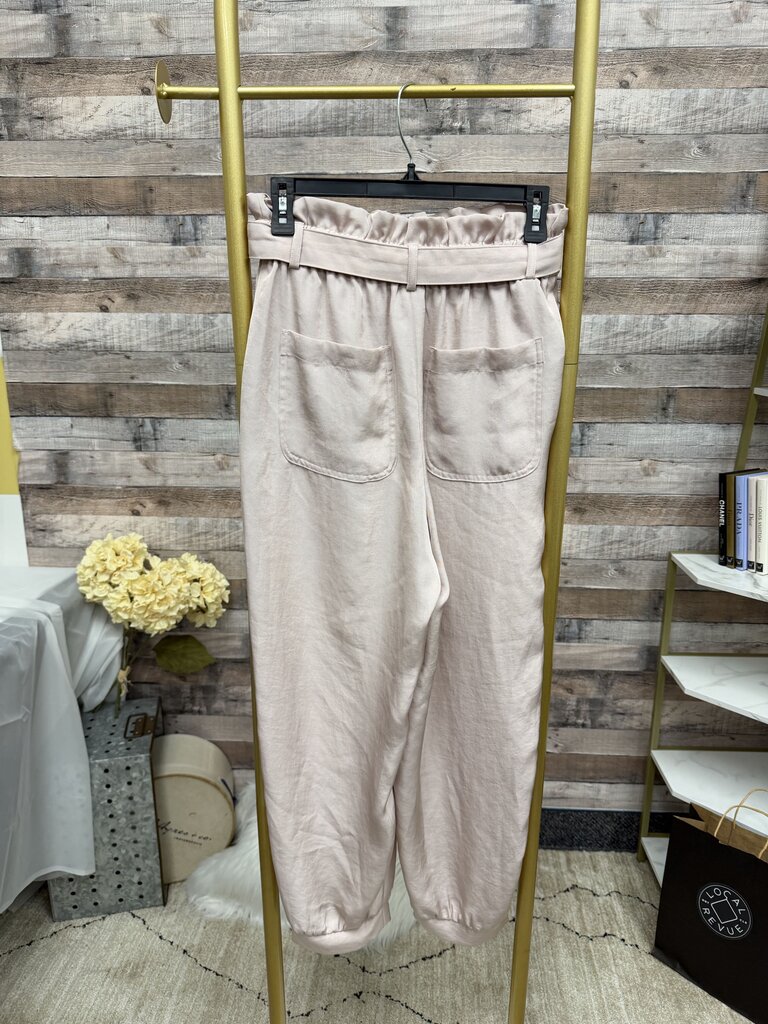 No Label Pink Satin Jogger W/ Belt