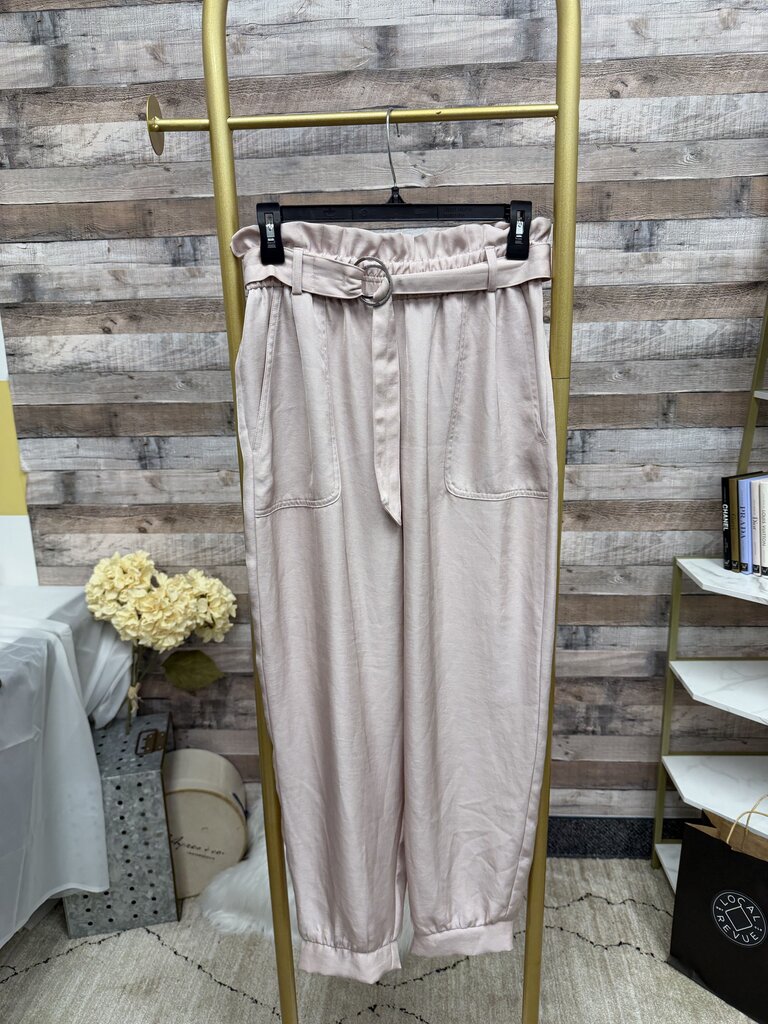 No Label Pink Satin Jogger W/ Belt