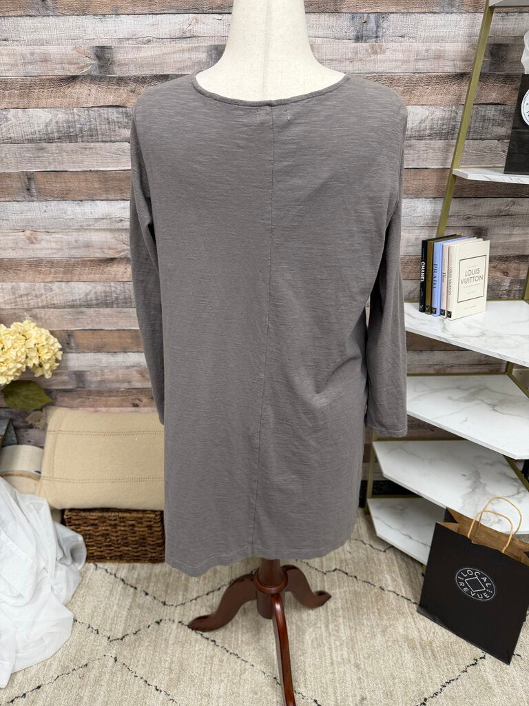 Moyuru cotton 3/4 sleeve grey abstract dress Moyuru Grey M women DRESSES