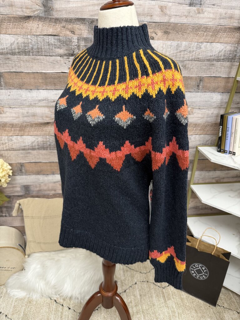 Tribal NWT fair isle navy w/orange red pattern turtleneck sweater Tribal navy L women SWEATERS