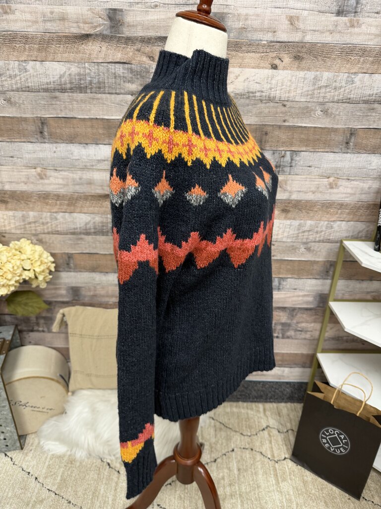 Tribal NWT fair isle navy w/orange red pattern turtleneck sweater Tribal navy L women SWEATERS
