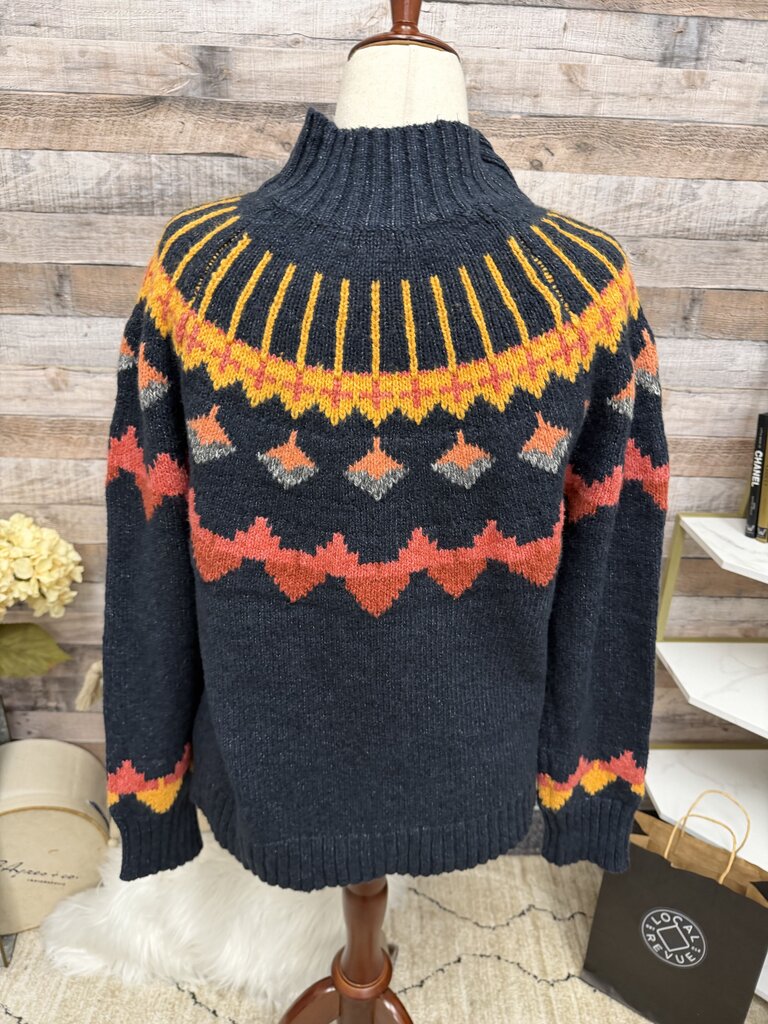 Tribal NWT fair isle navy w/orange red pattern turtleneck sweater Tribal navy L women SWEATERS