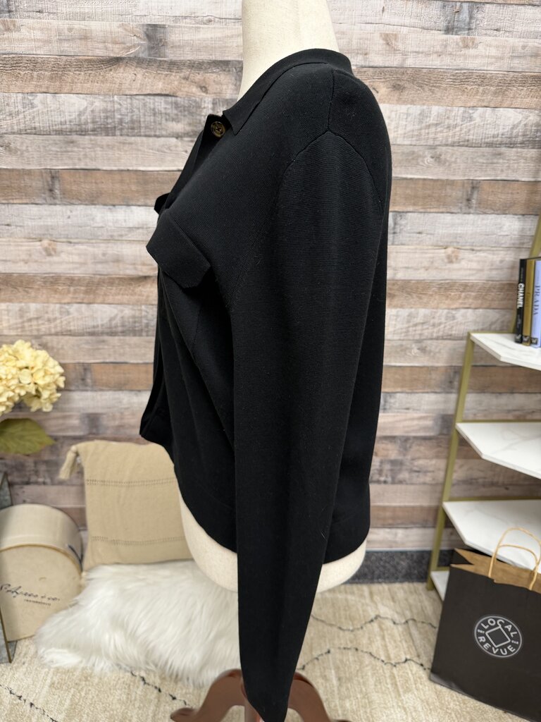Wyeth black front pocket button cardigan