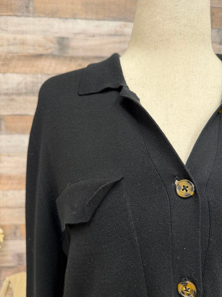 Wyeth black front pocket button cardigan
