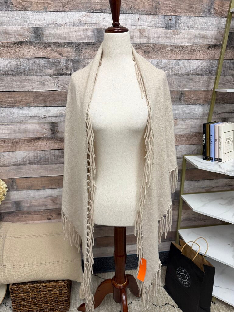 No Label tan w/sparkle tasseled soft shawl no label tan OS women ACCESSORIES