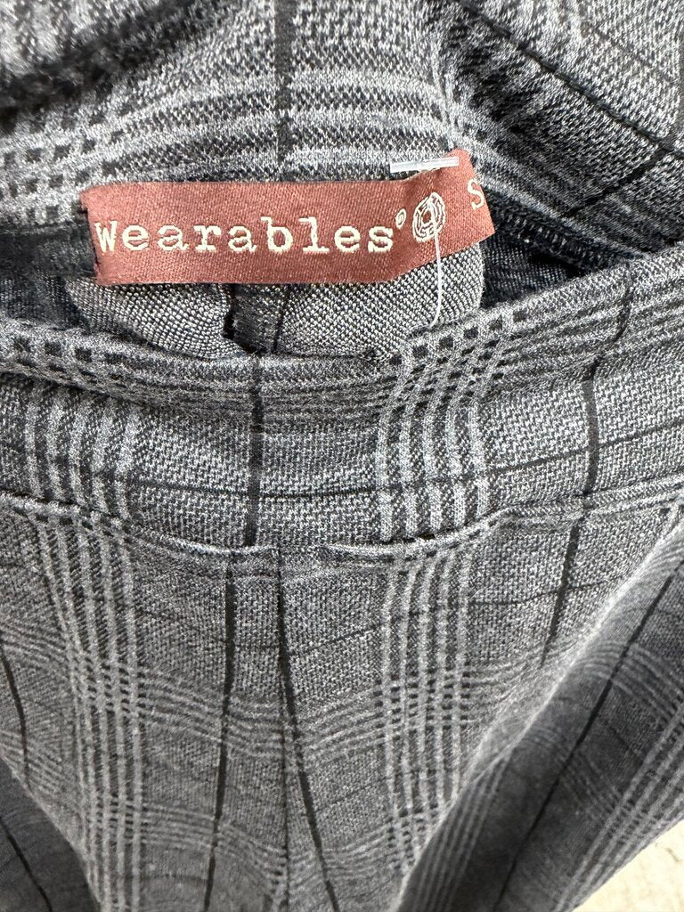 Wearables grey/black plaid pants w/ black side stripe
