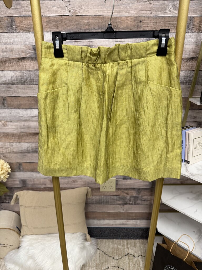 J. Crew chartreuse linen mini skirt