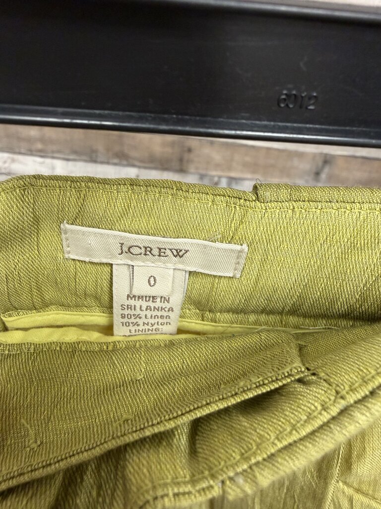 J. Crew chartreuse linen mini skirt
