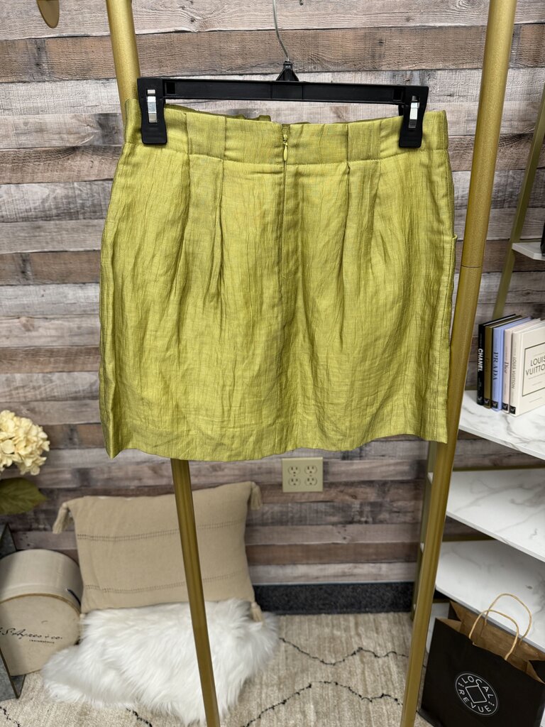 J. Crew chartreuse linen mini skirt