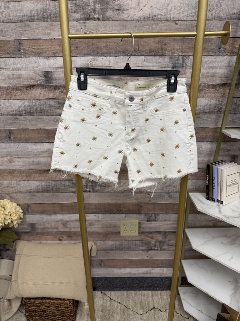 Pilcro white w/ embroidered suns slim boyfriend shorts Pilcro White 25 women SHORTS