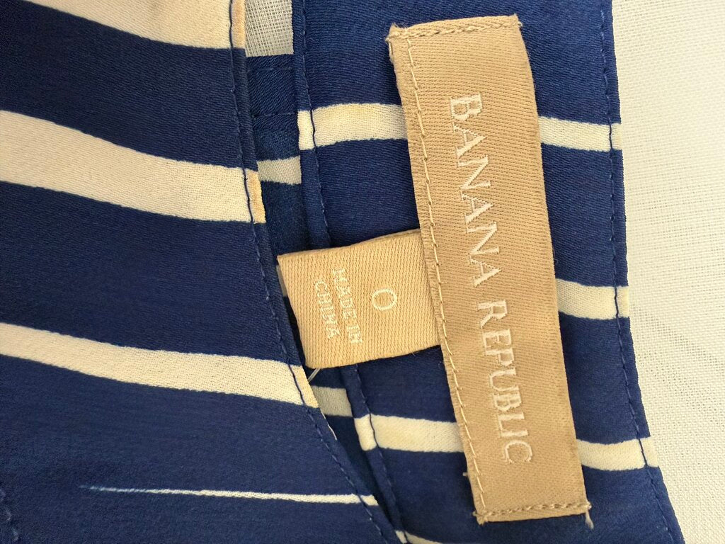 Banana Republic blue/white vertical striped high neck tank top Banana Republic blue/white 0 women TOPS