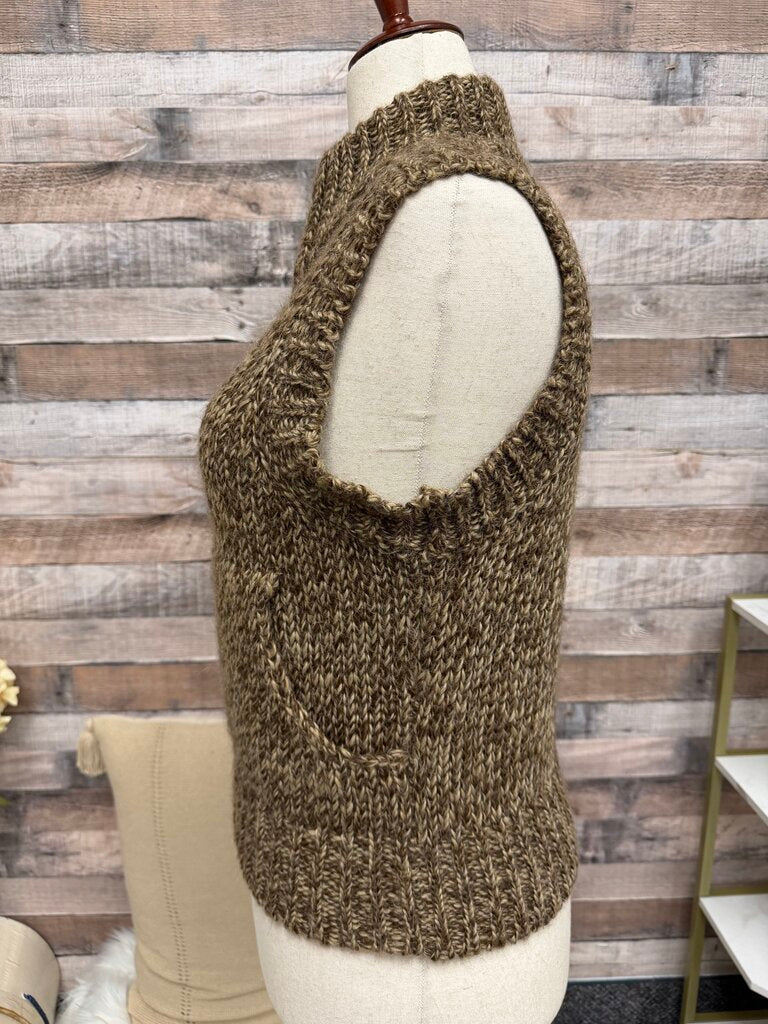 Sundance chunky knit brown zip up vest