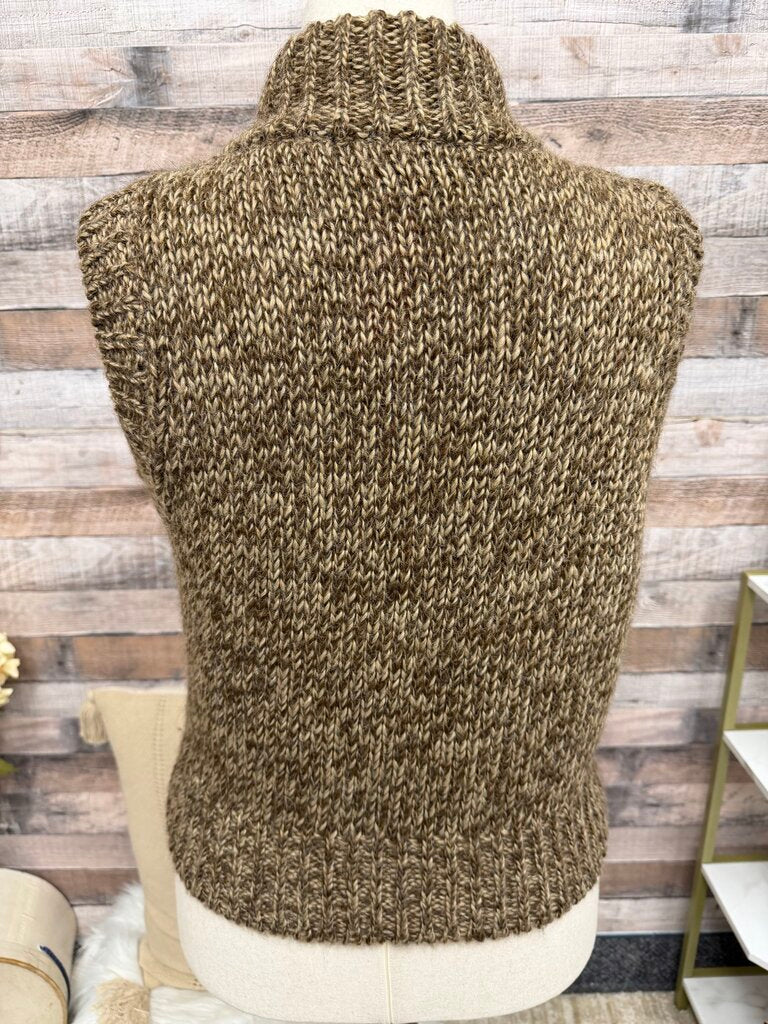 Sundance chunky knit brown zip up vest