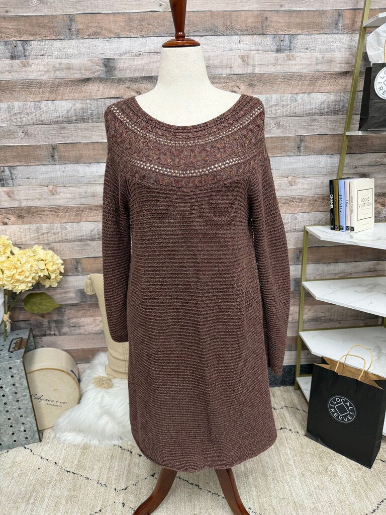 Peruvian Connection brown knit long sleeve dress