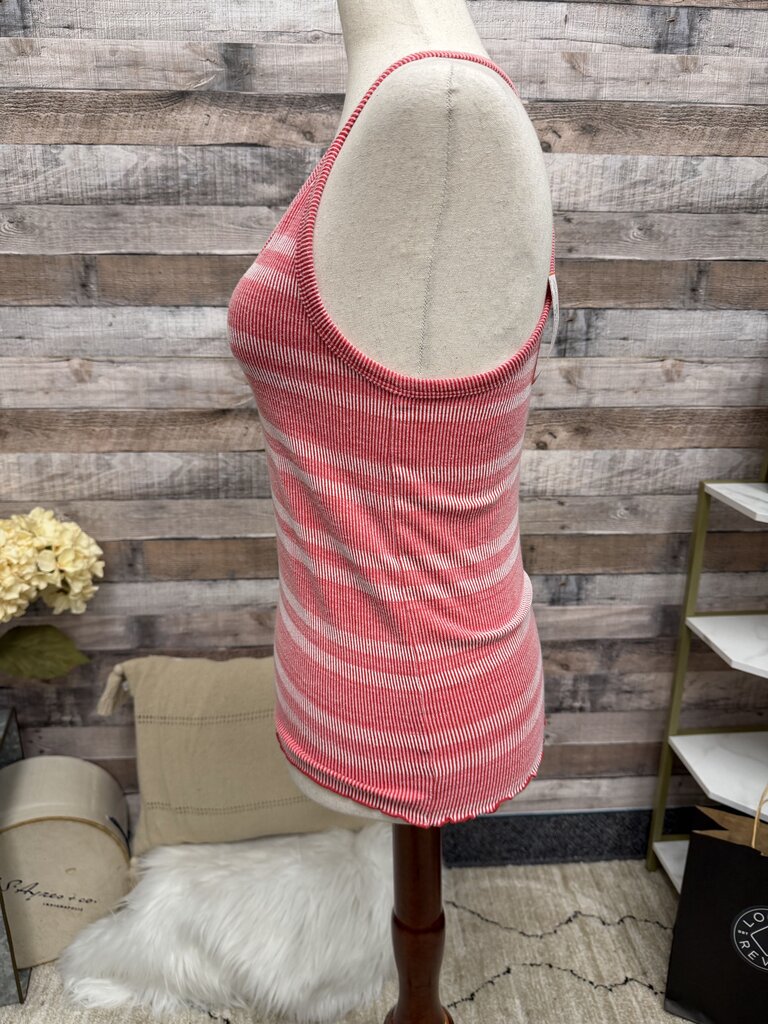 Gap ribbed pink/white stripe tank