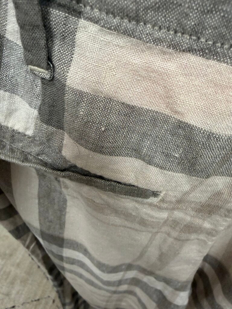 MANGO casual tan/gray plaid linen pants