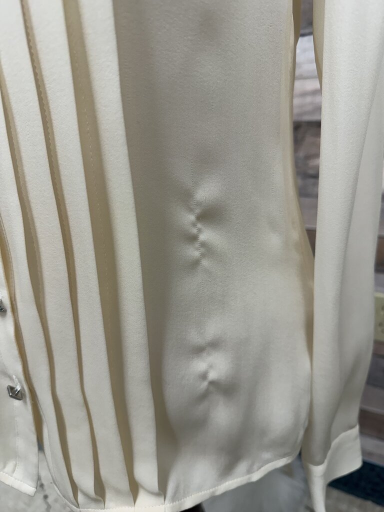 White House Black Market cream silk button down blouse