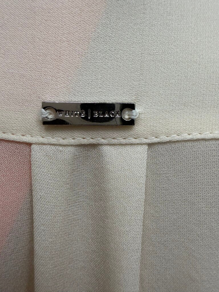 White House Black Market cream silk button down blouse