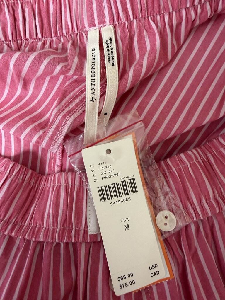 Anthropologie NWT pink/white stripe wide leg pants w/ button fly