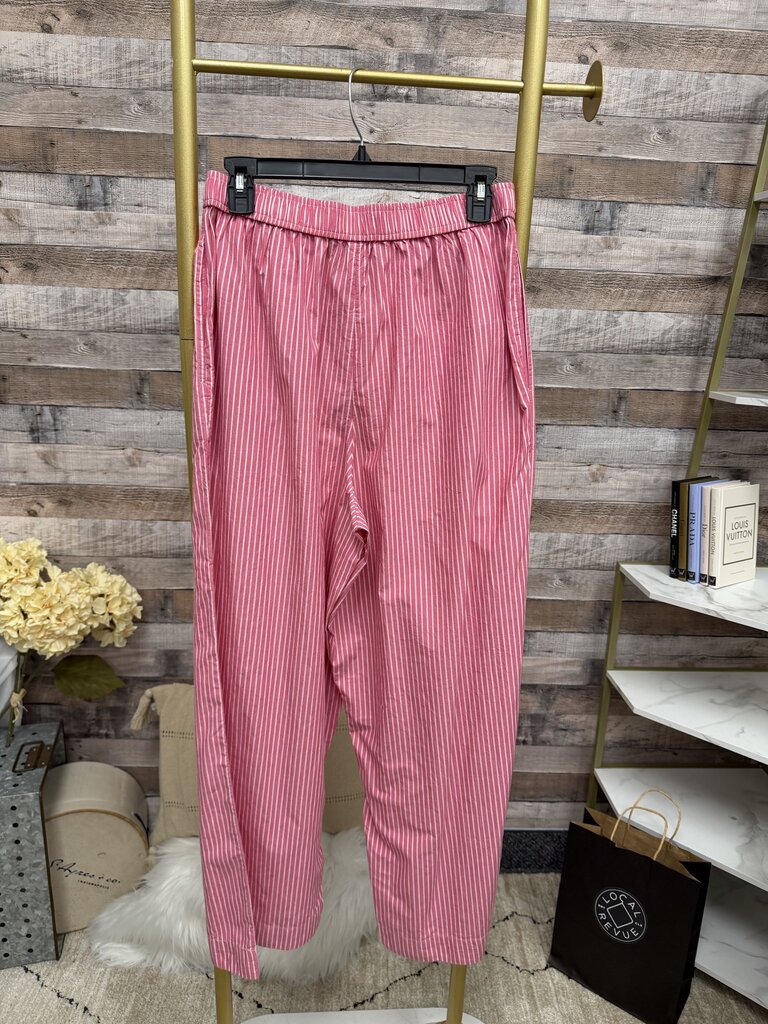 Anthropologie NWT pink/white stripe wide leg pants w/ button fly