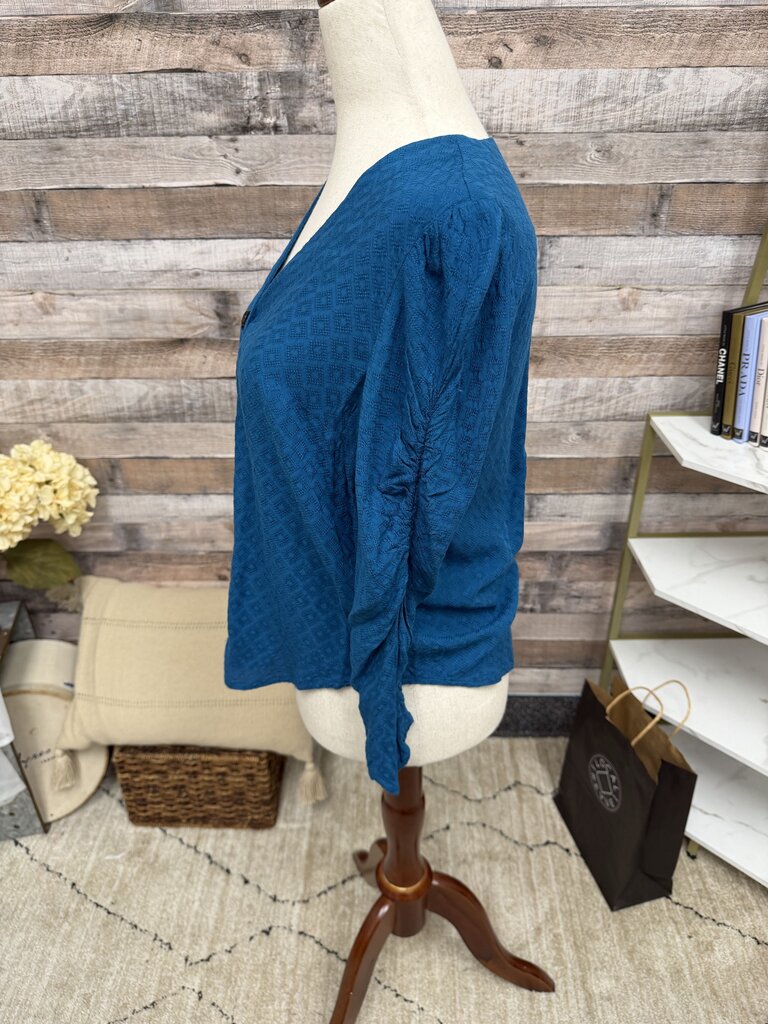 Anthropologie Blue Textured Rhombus Blouse Anthropologie Blue 0 women TOPS