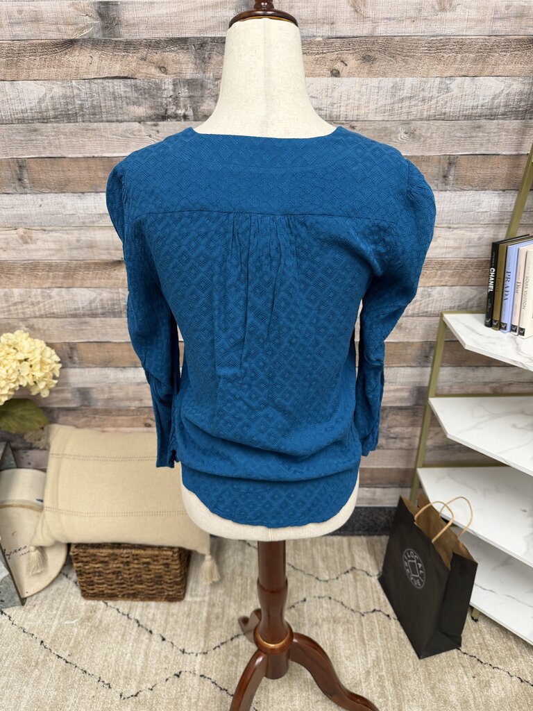 Anthropologie Blue Textured Rhombus Blouse Anthropologie Blue 0 women TOPS