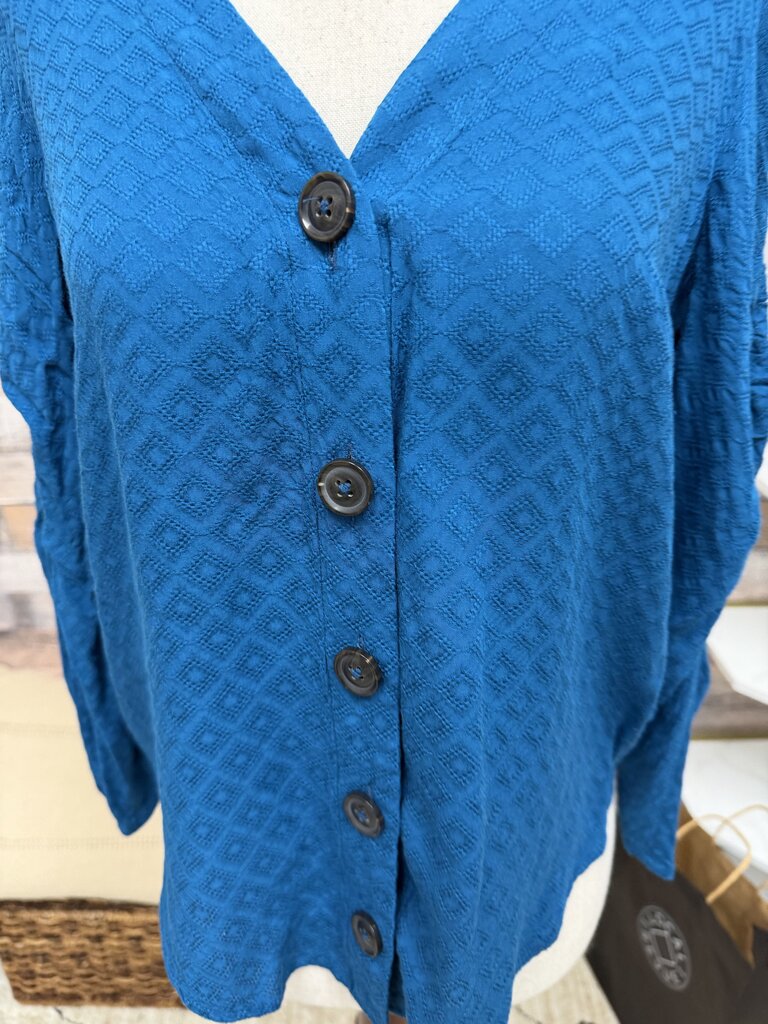 Anthropologie Blue Textured Rhombus Blouse Anthropologie Blue 0 women TOPS