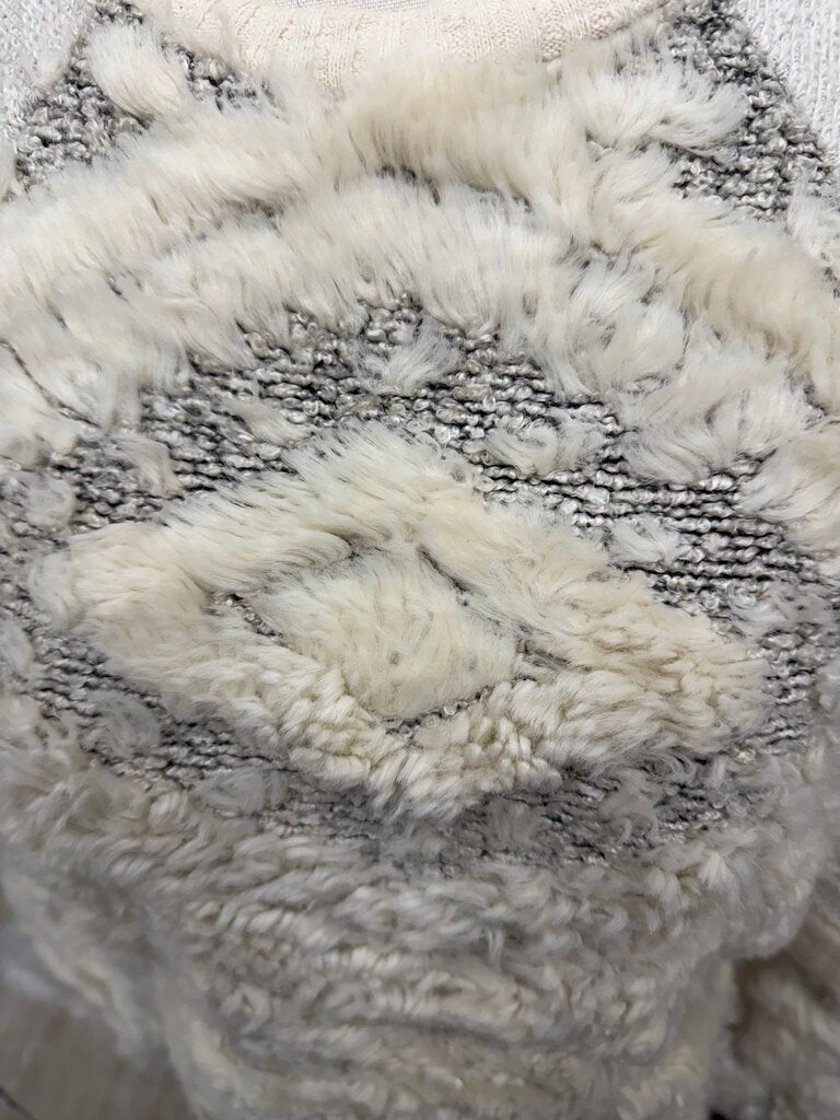 Amadi by Anthro Cream Textured Sweater W/ Faux Fur