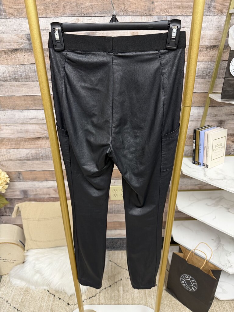 BCBG Black Faux Leather Leggings W/ Pockets