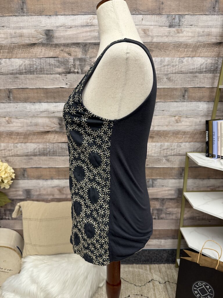 HWR Charcoal Gray Embroidered Tank HWR Gray/Gold XS women TOPS