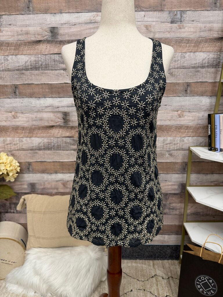 HWR Charcoal Gray Embroidered Tank HWR Gray/Gold XS women TOPS