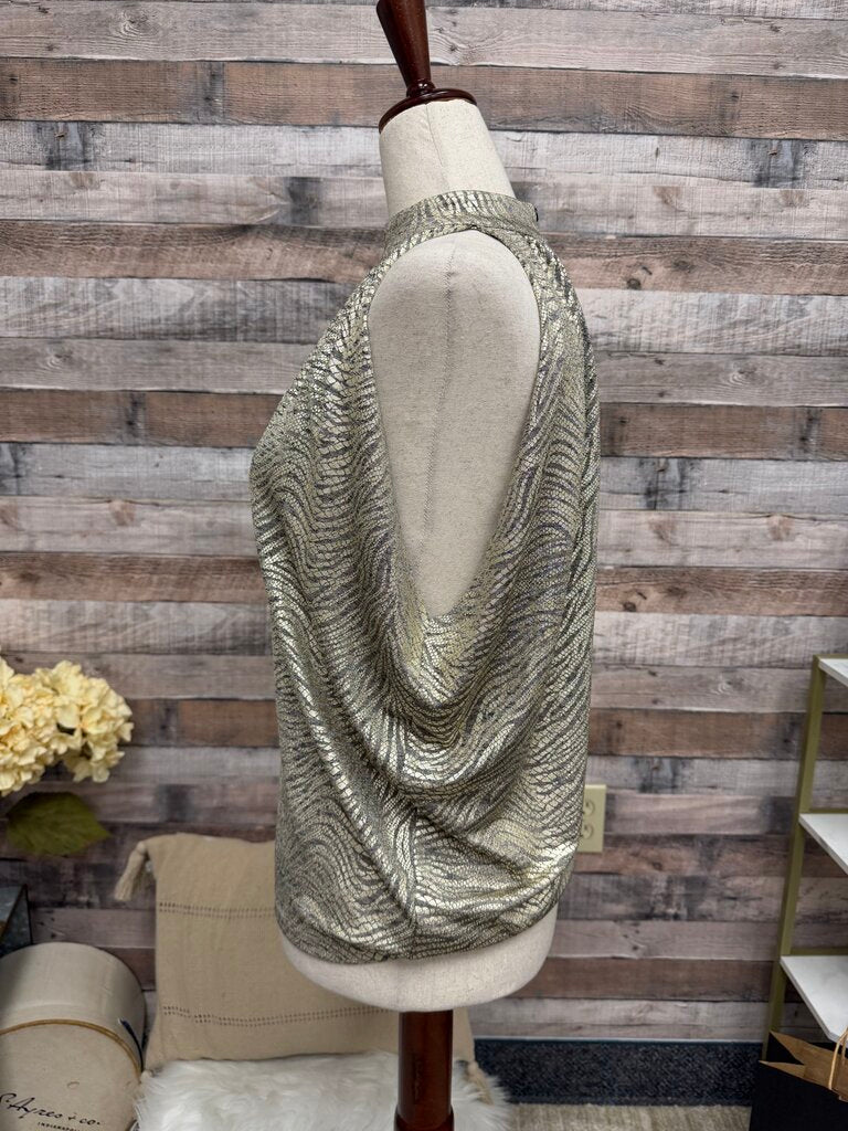 Anthropologie Metallic Zebra Print Halter Top