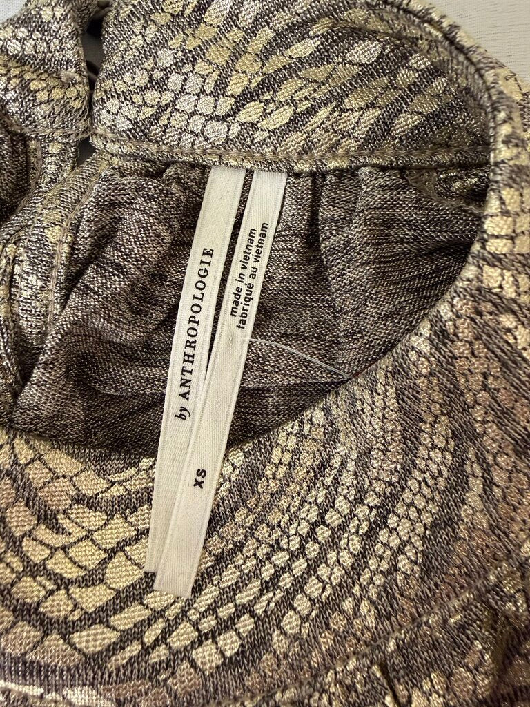Anthropologie Metallic Zebra Print Halter Top