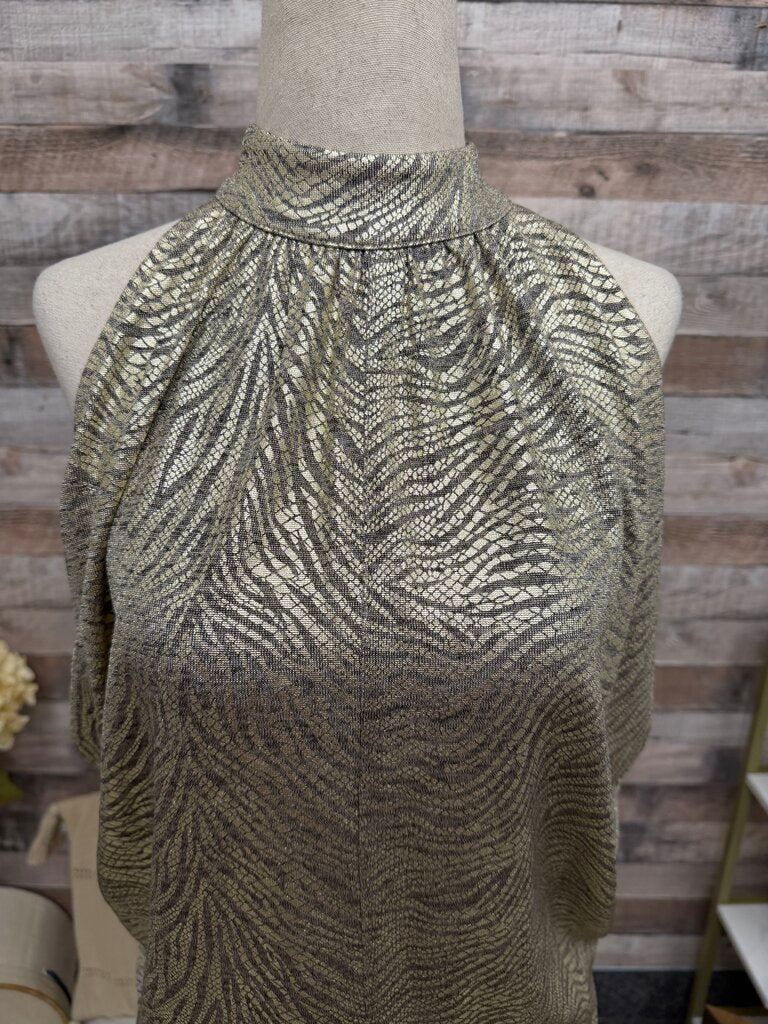 Anthropologie Metallic Zebra Print Halter Top