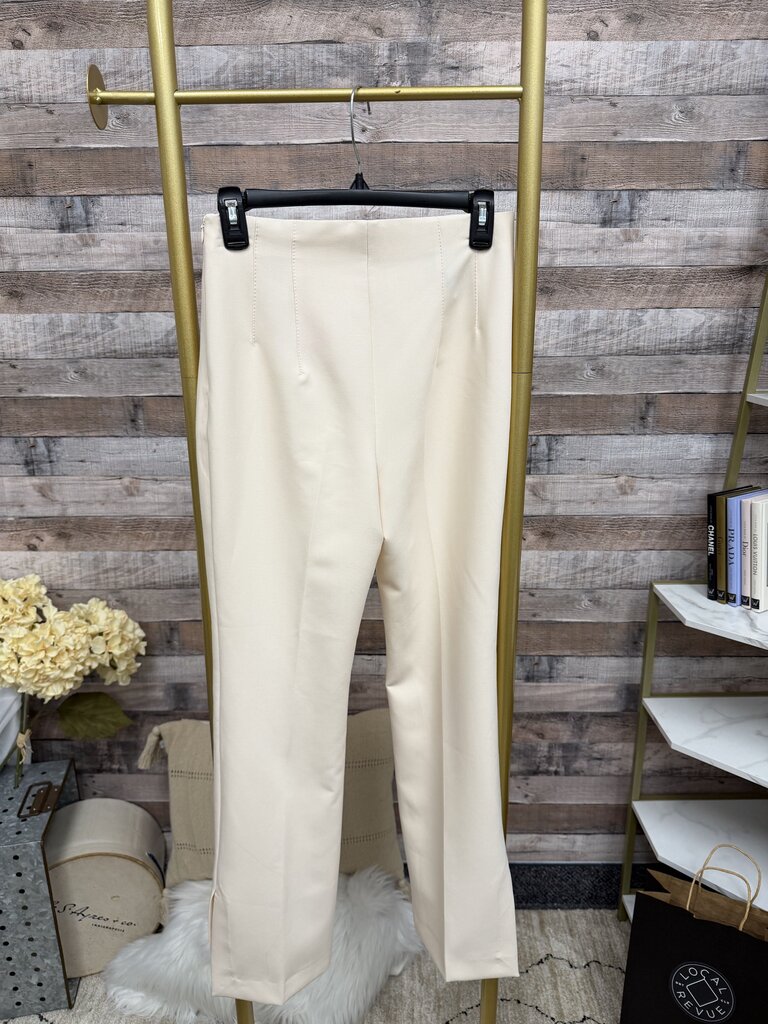 Zara Cream Trousers W/ Ankle Slits NWT