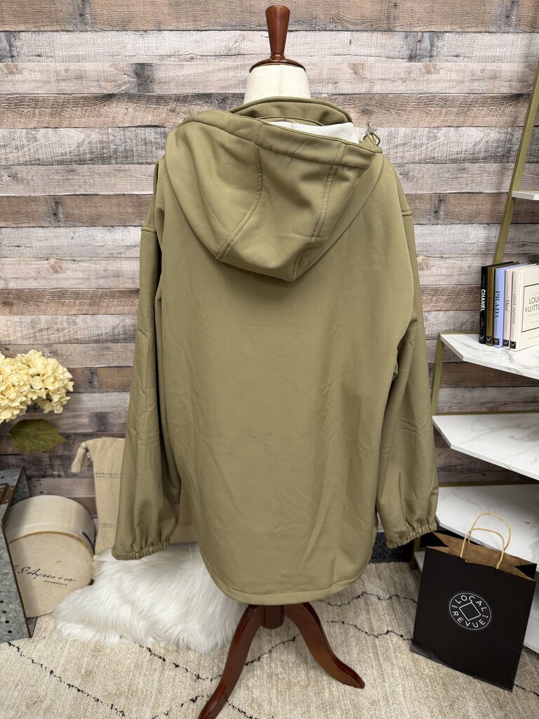 Pudolla Beige Softshell Hooded Windbreaker Jacket NWT