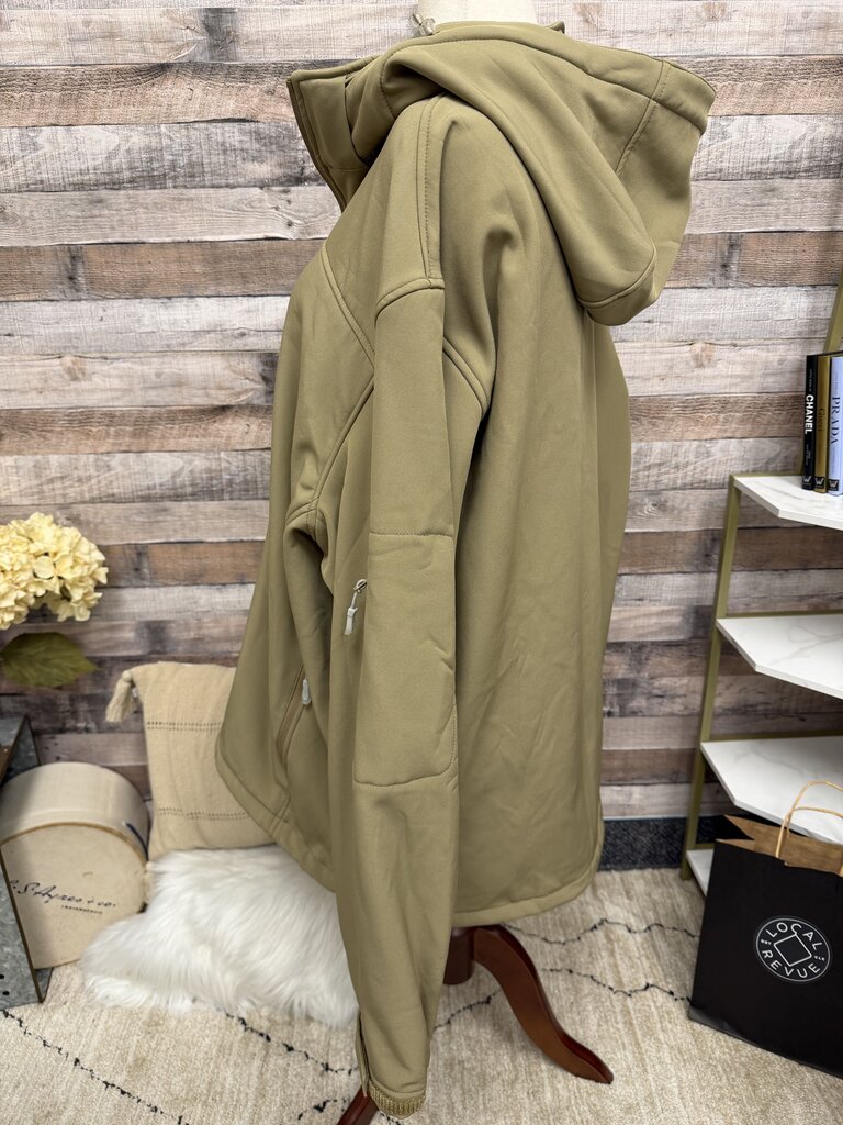 Pudolla Beige Softshell Hooded Windbreaker Jacket NWT
